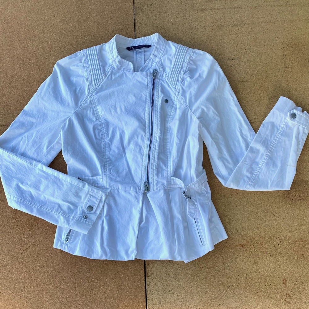 EUC A/X Armani Exchange Cotton Async-Zip Moto-Style Summer Jacket - Medium